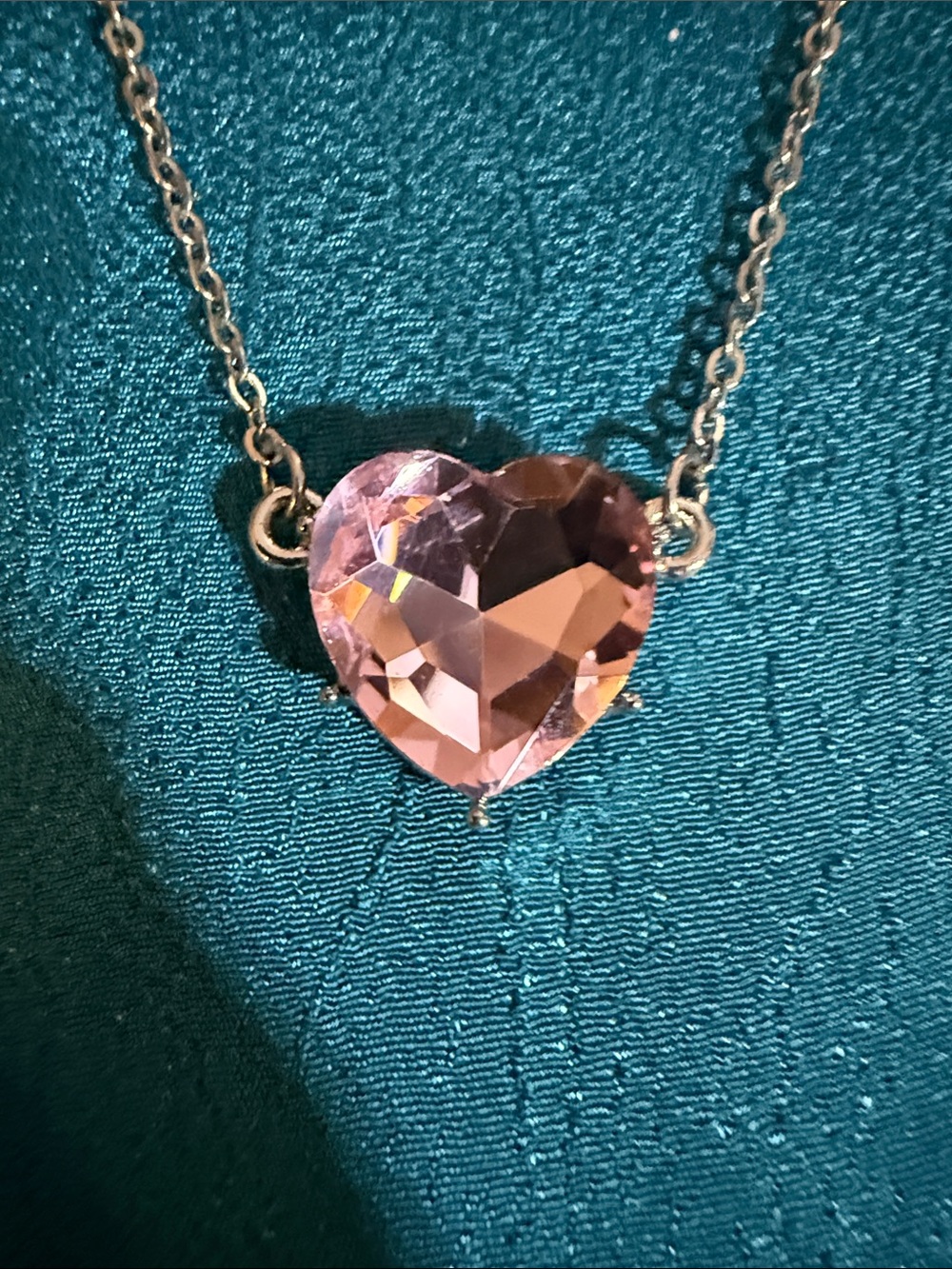 Pink Heart Crystal Pendant Necklace - Women Jewelry